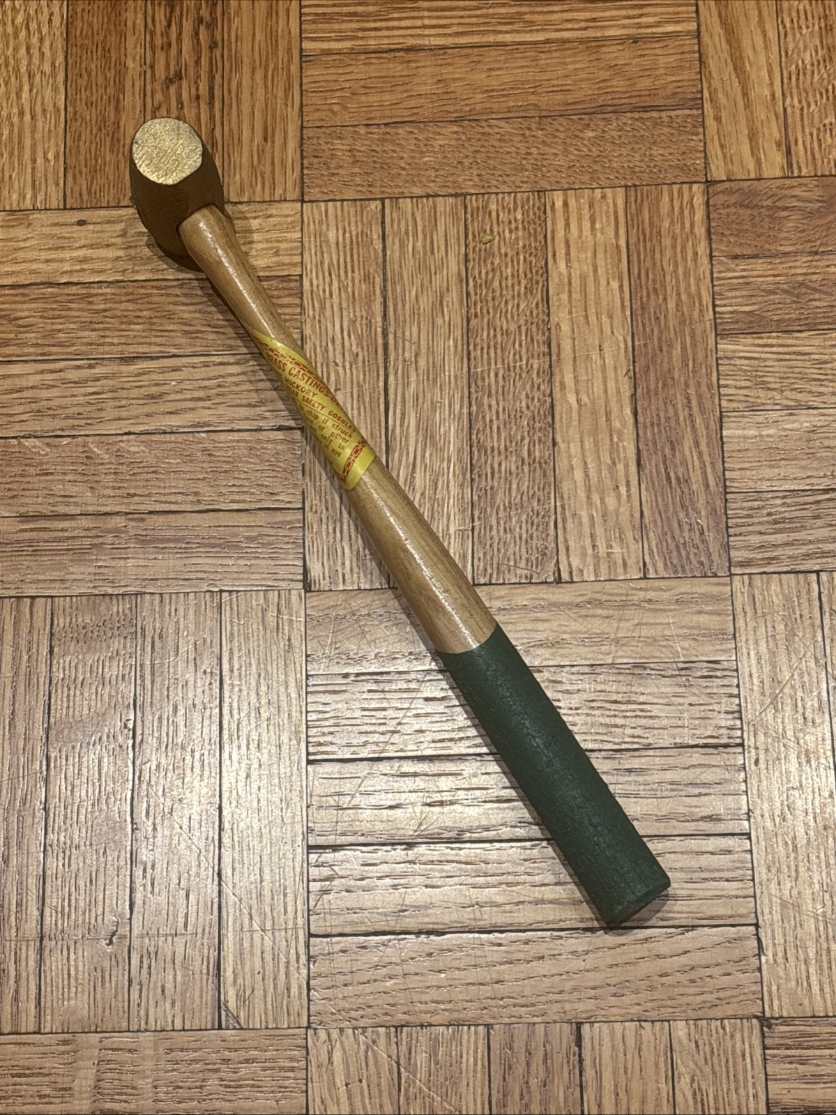 Hackett Brass Head Hammer - 2” Head Length - 10” Hickory Wood Handle