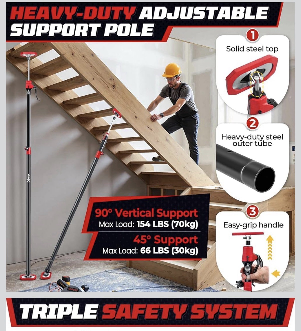 Cabinet Jacks for Installing Cabinets, Heavy Duty Third Hand Support Adjustable