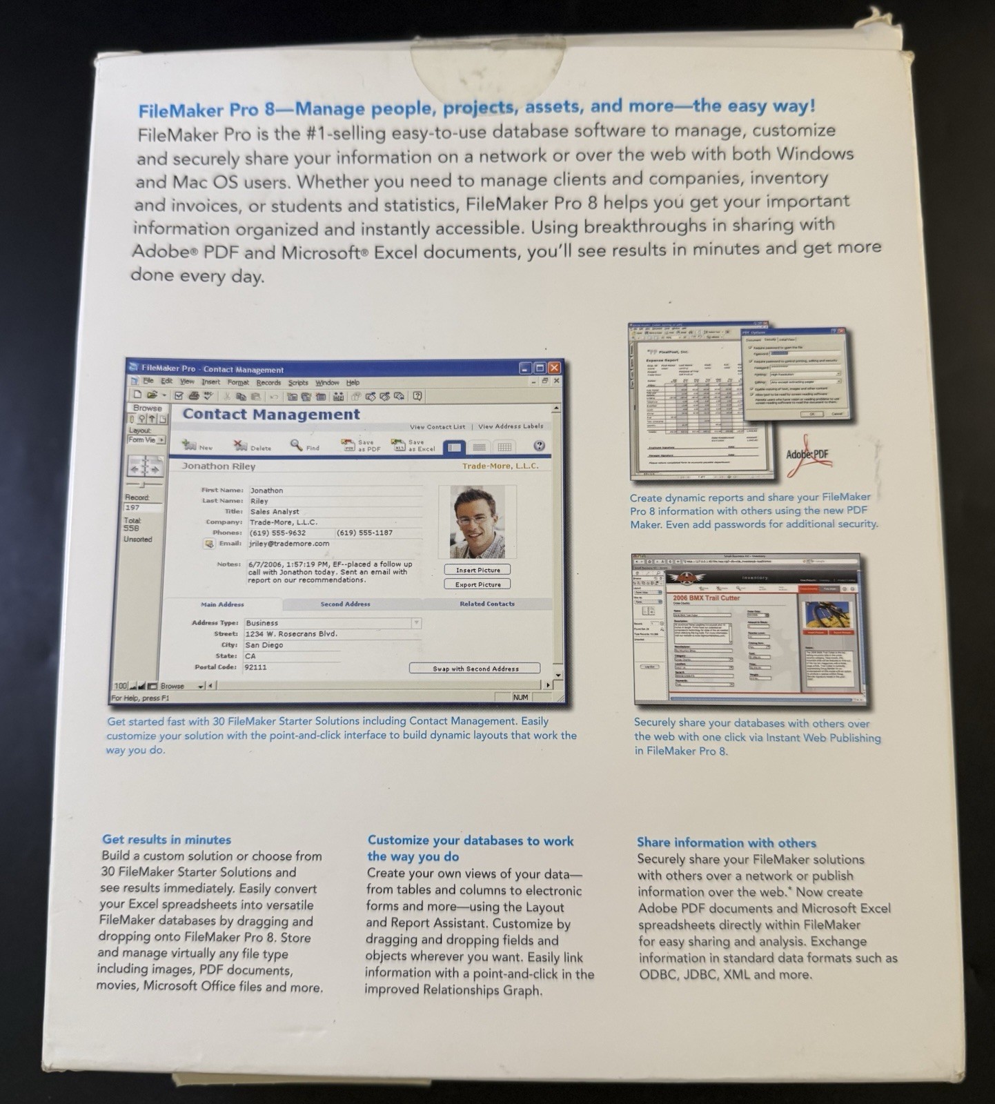 FILEMAKER PRO 8 SOFTWARE & User Guide/Resource Guide FOR Windows AND MAC Vb8
