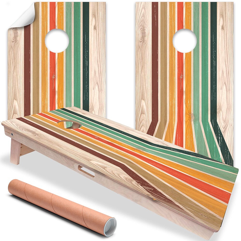 Carnival Slide Colorful Cabin Lake Cornhole Board Wraps and Decals Vinyl Sticker