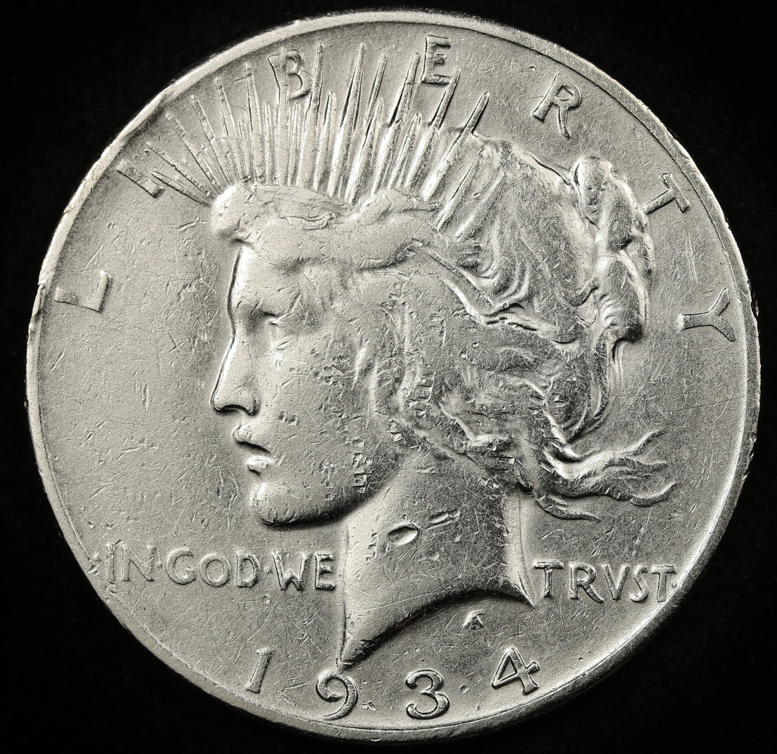 1934-s Peace Silver Dollar.  Circulated.  95536  (Inventory B)