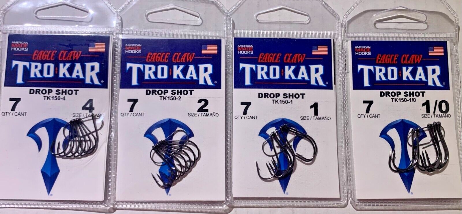 Eagle Claw TK150 Trokar Drop Shot Hook Octopus Style Black Chrome  7 Hooks