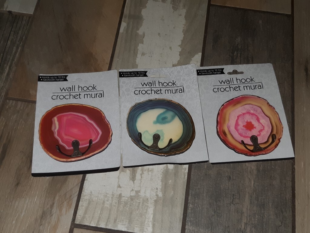 LOT OF 3 NEW Crochet Mural (Blue, Pink, Pink) Wall Hooks! FREE SHIPPING!!!!