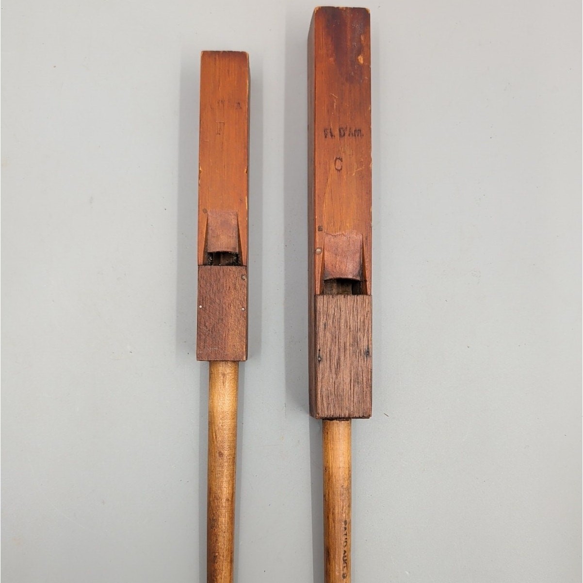 LOT OF 2 Antique Pipe Organ Parts Flute Notes Whistle Wooden STEAM PUNK