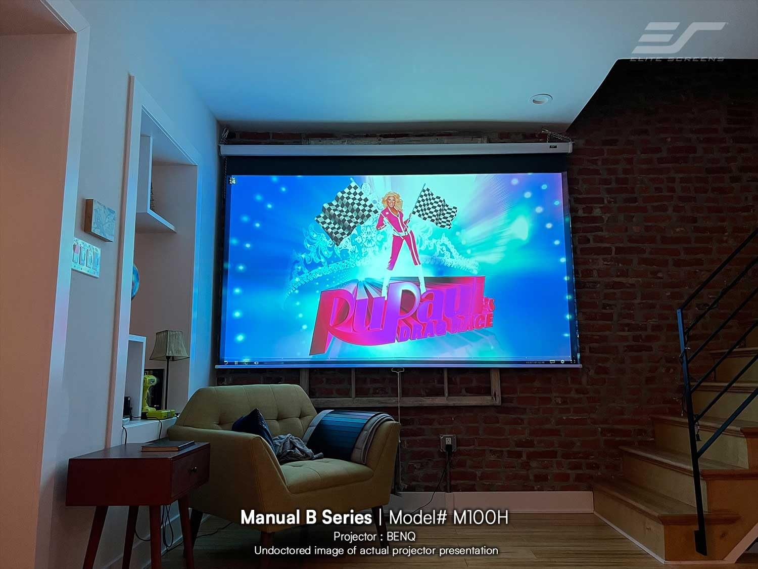 100 Inch Manual Pull Down Projector Screen 16:9 Diagonal Manual Projector Screen