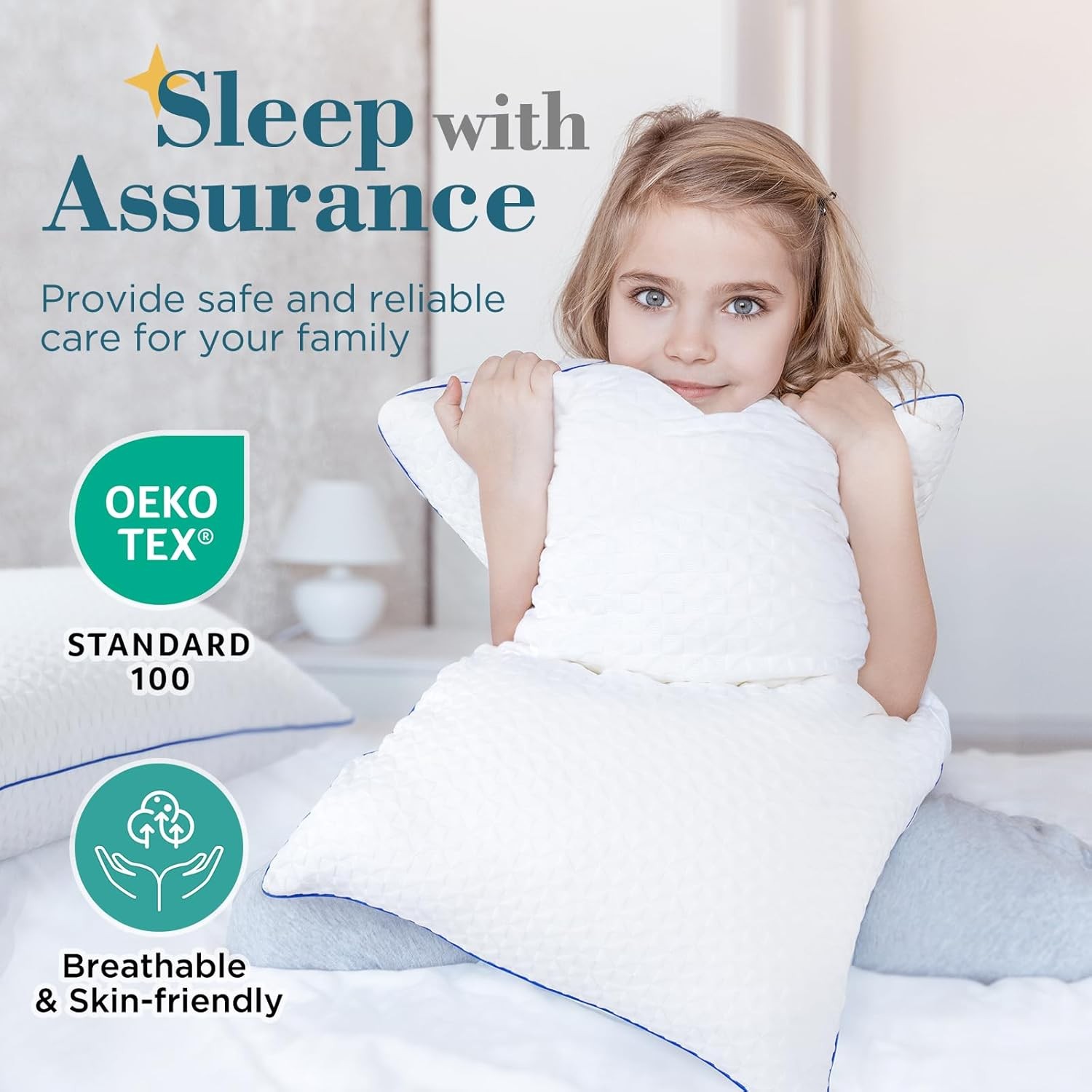 Shredded Memory Foam Pillows Queen Size Set of 2, Adjustable