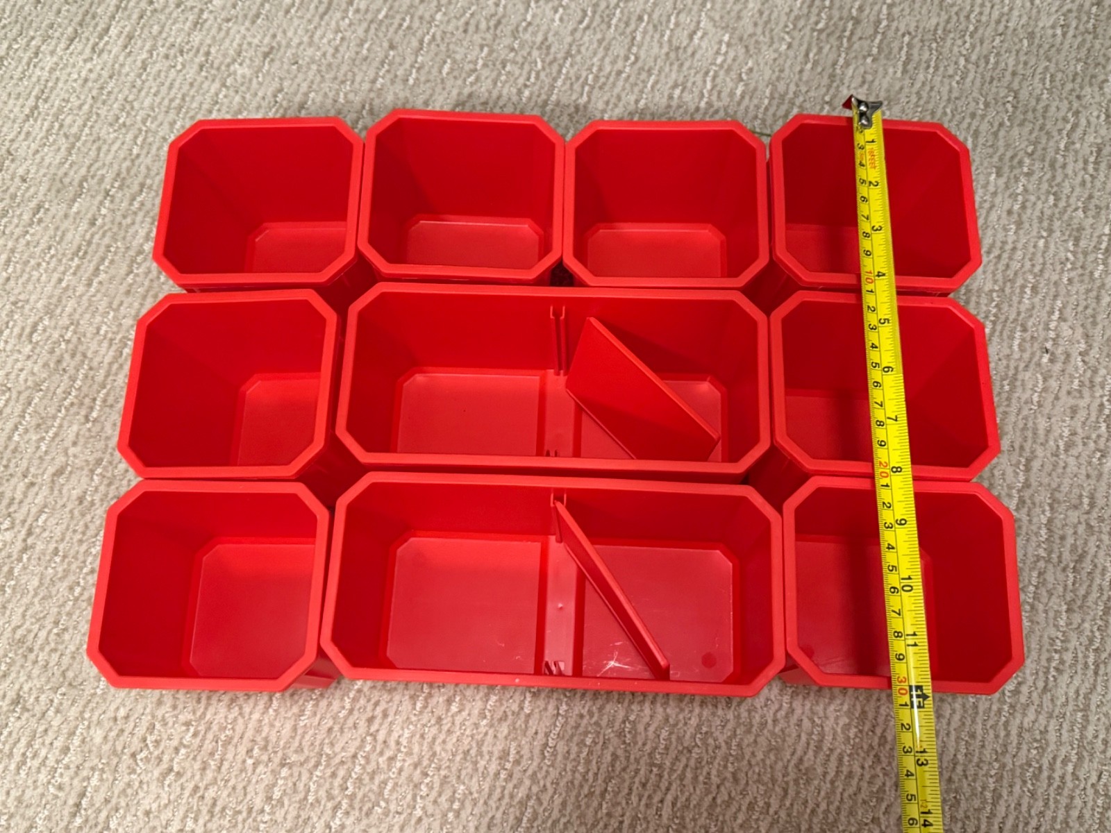 Complete New Set of Red Plastic Bins for BAUER Storage System Modular Organizer