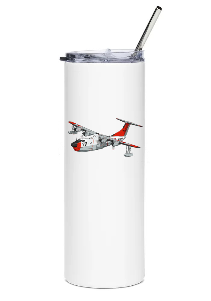 Shin Meiwa PS-1 Stainless Steel Water Tumbler with straw - 20oz.