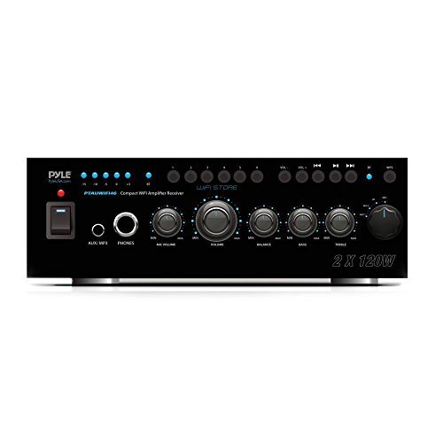 Pyle WiFi Bluetooth Stereo Amplifier, 4x Enrock 4" Box Speakers, Wire Bundle