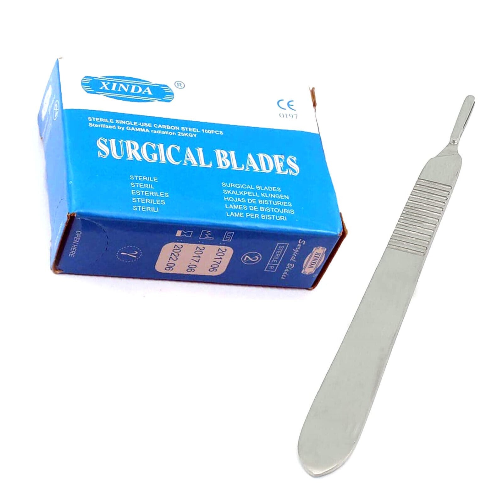 100 Scalpel Blades #21 Surgical Dental ENT Instruments with Free #4 Handle New