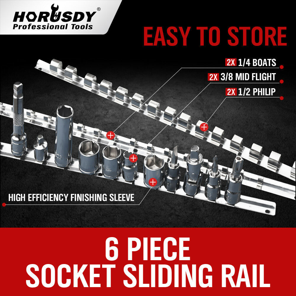 6 PCS Socket Rail Storage Holder Organizer Tray Set 1/2" 3/8" 1/4" Square NEW