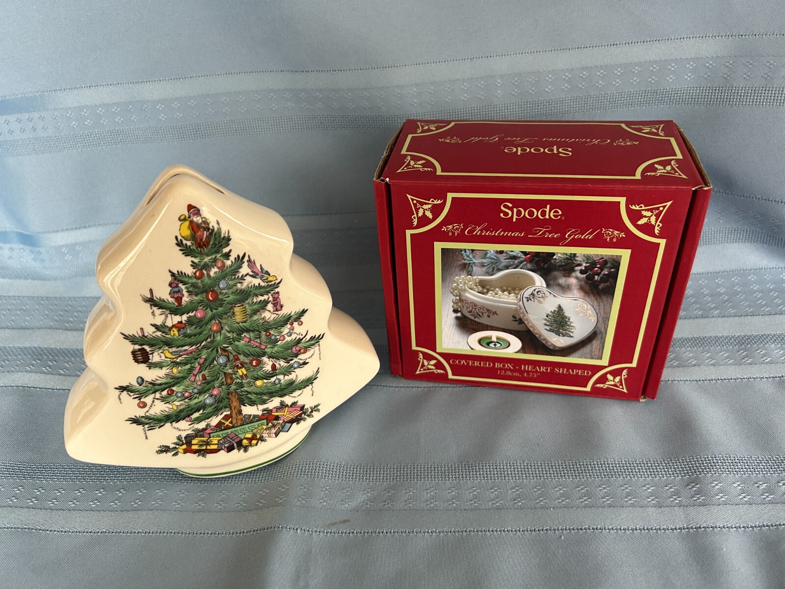 Spode Christmas Tree Bank / NIB Heart Shaped Trinket Box
