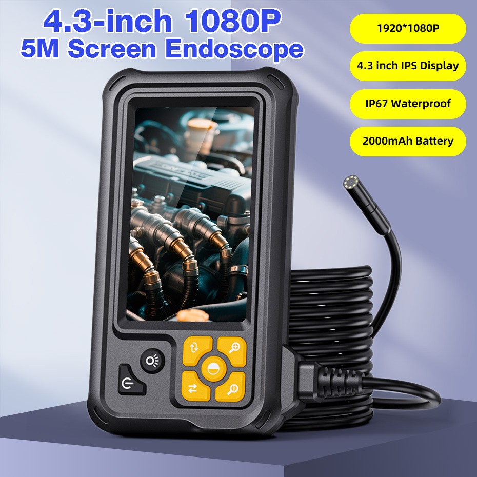 16.4ft Non-Handheld IP67 Waterproof Endoscope Integrated Screen Pipe Scope