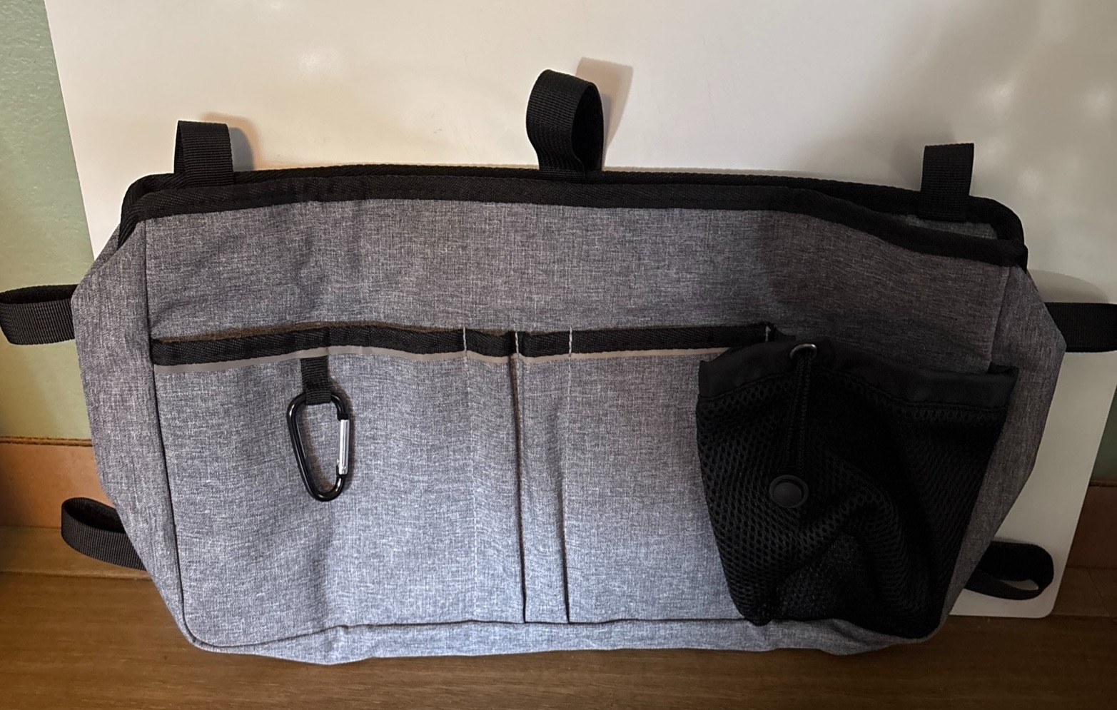 Wheelchair Side Pocket Organizer Armrest Storage Bag New Gray & Black