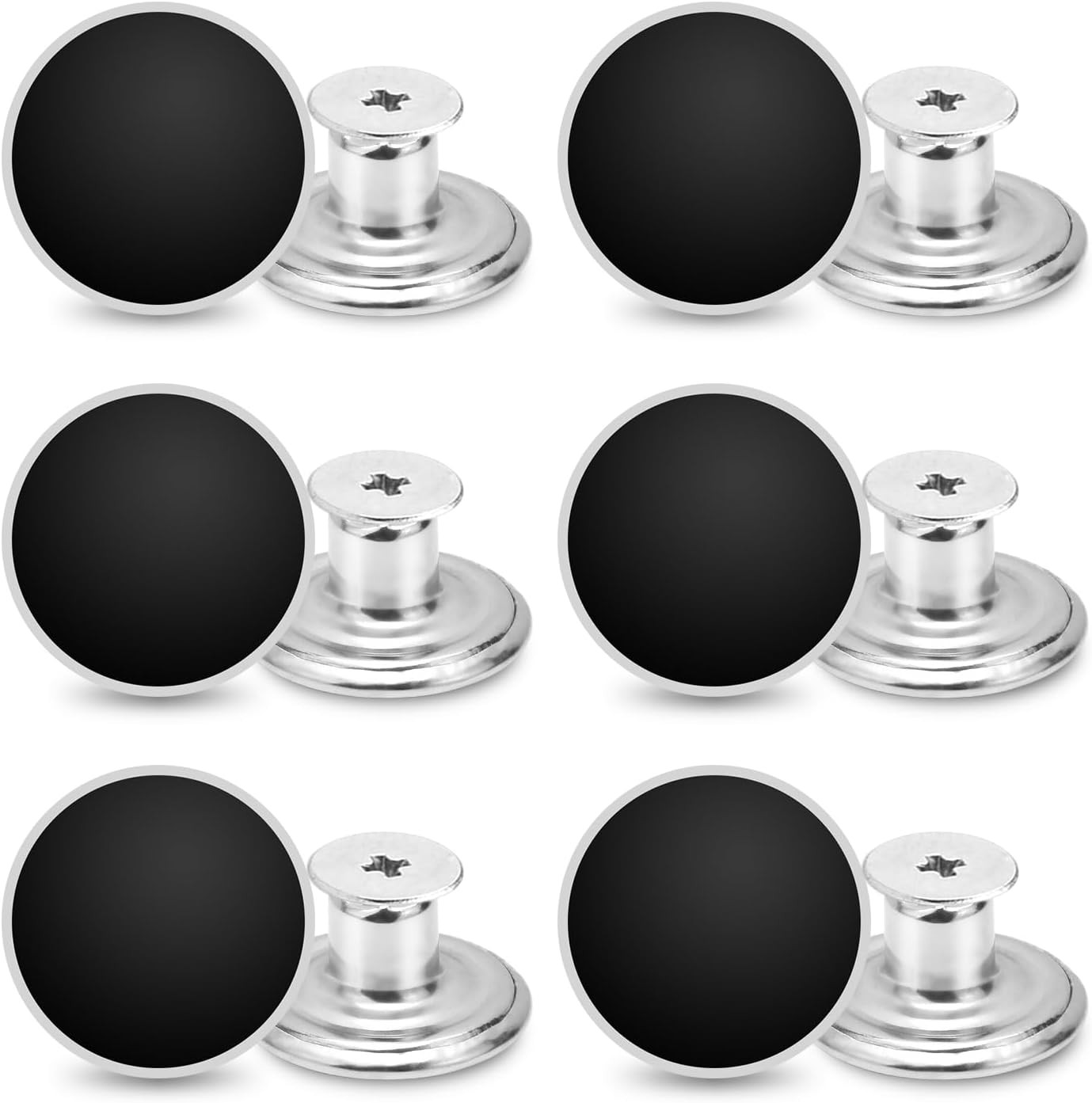24 Pcs 17mm Jeans Button Replacement, Metal Buttons for 17MM, Black