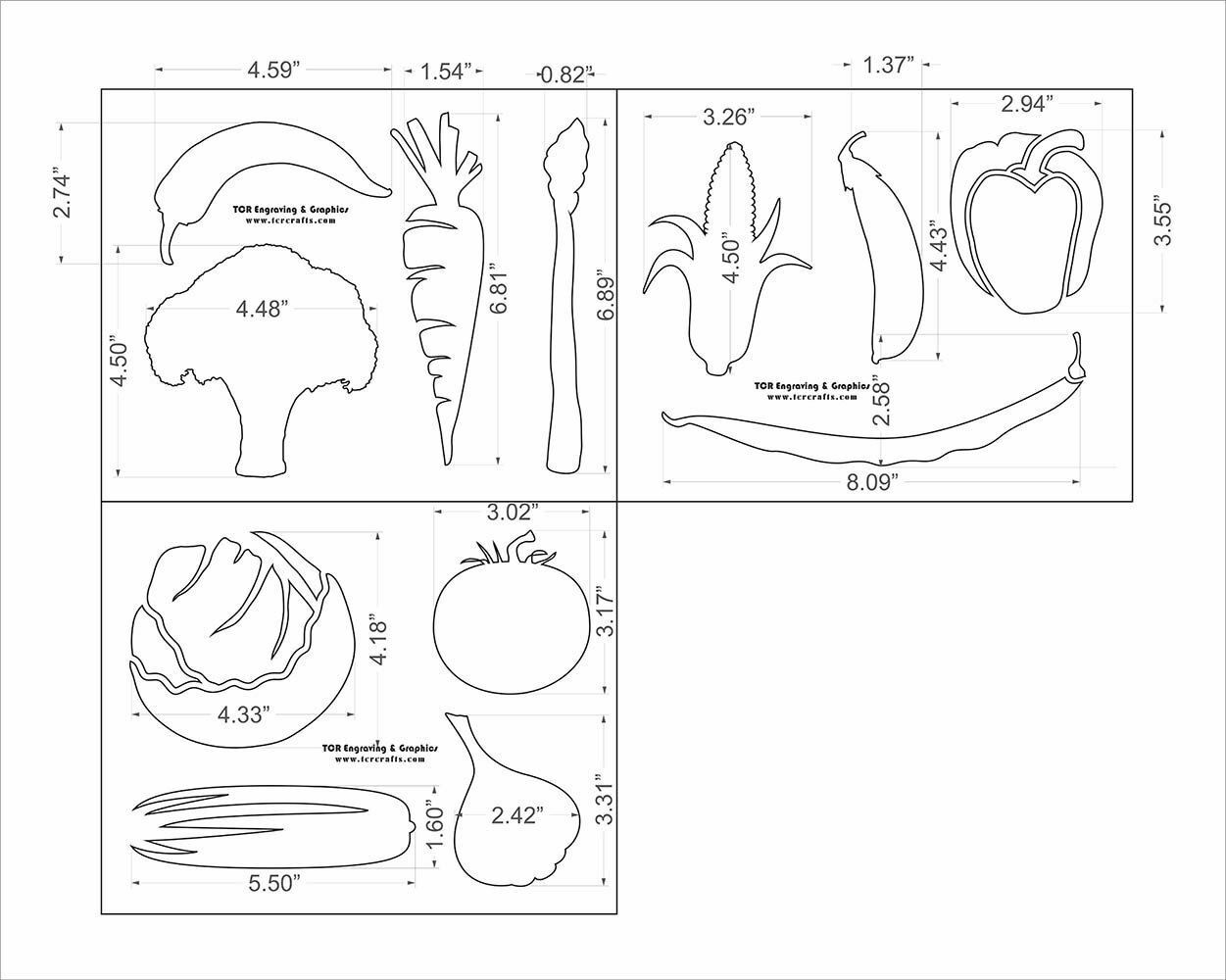 Vegetable Stencils- 3 Piece Set -14 Mil Mylar