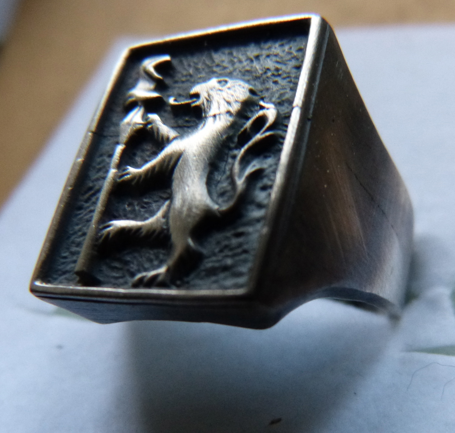 Men's Ring Shield With Badge Silver Burnished 925/1000