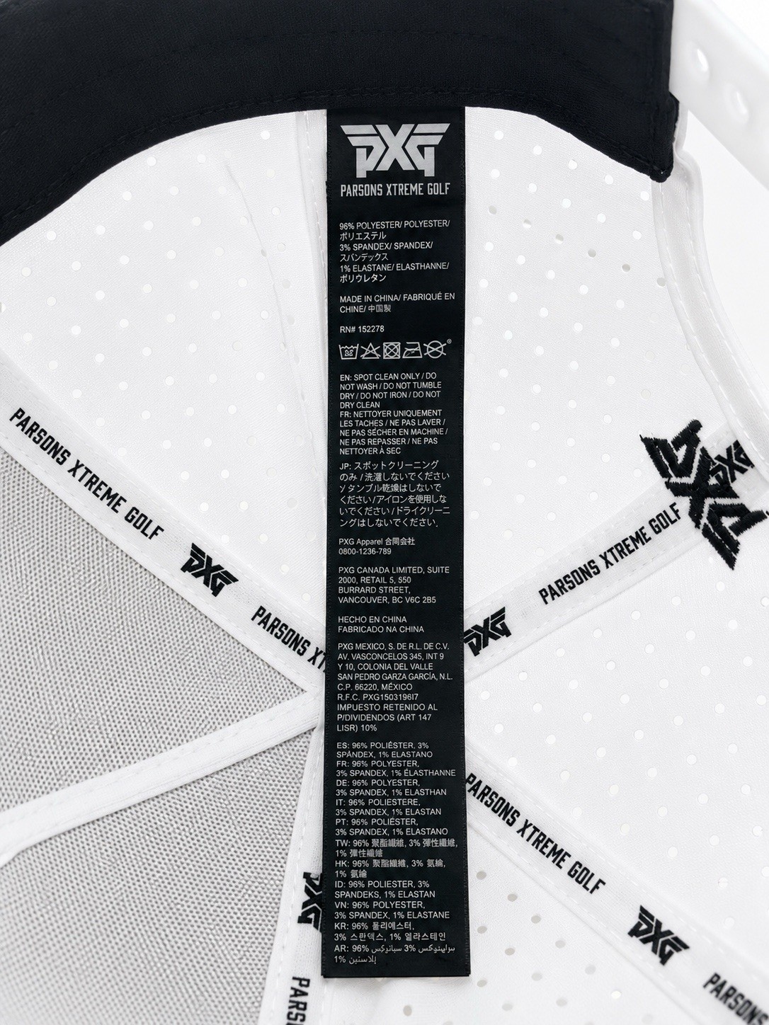 PXG GEN8 Performance Golf Hat White Adjustable Snapback Perforated Cap