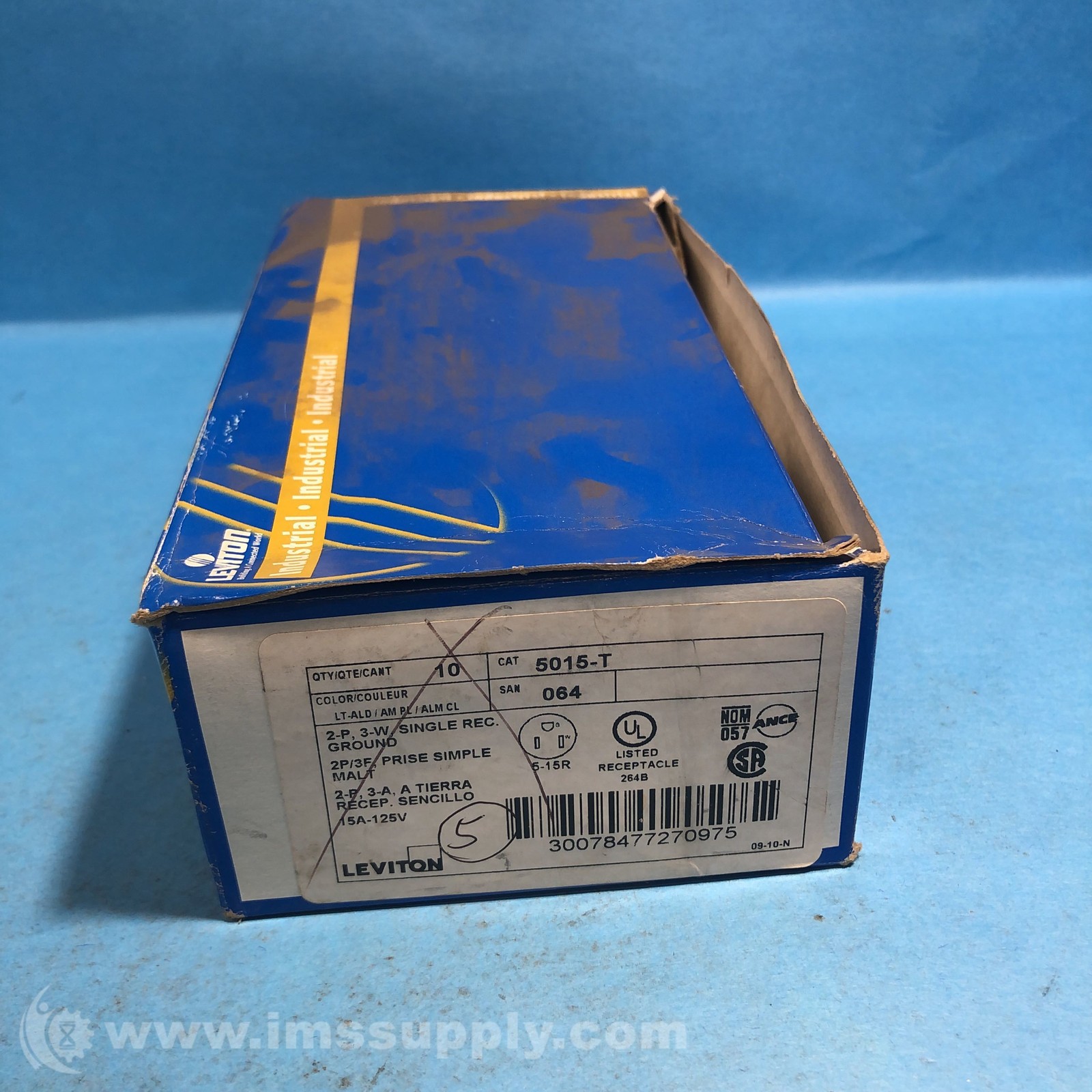 Leviton 5015-T Box of 10 15A, 125V, Commercial Grade Receptacle 2609
