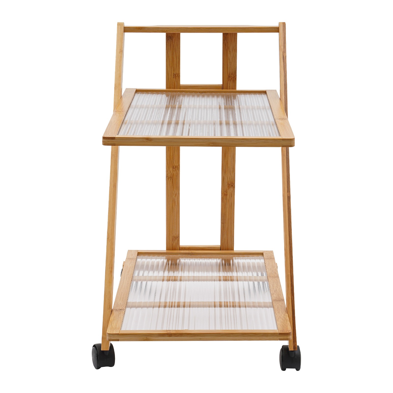 2 Tiers Bamboo Storage Rack, Floor Standing Storage Stand, Foldable Storage Rack