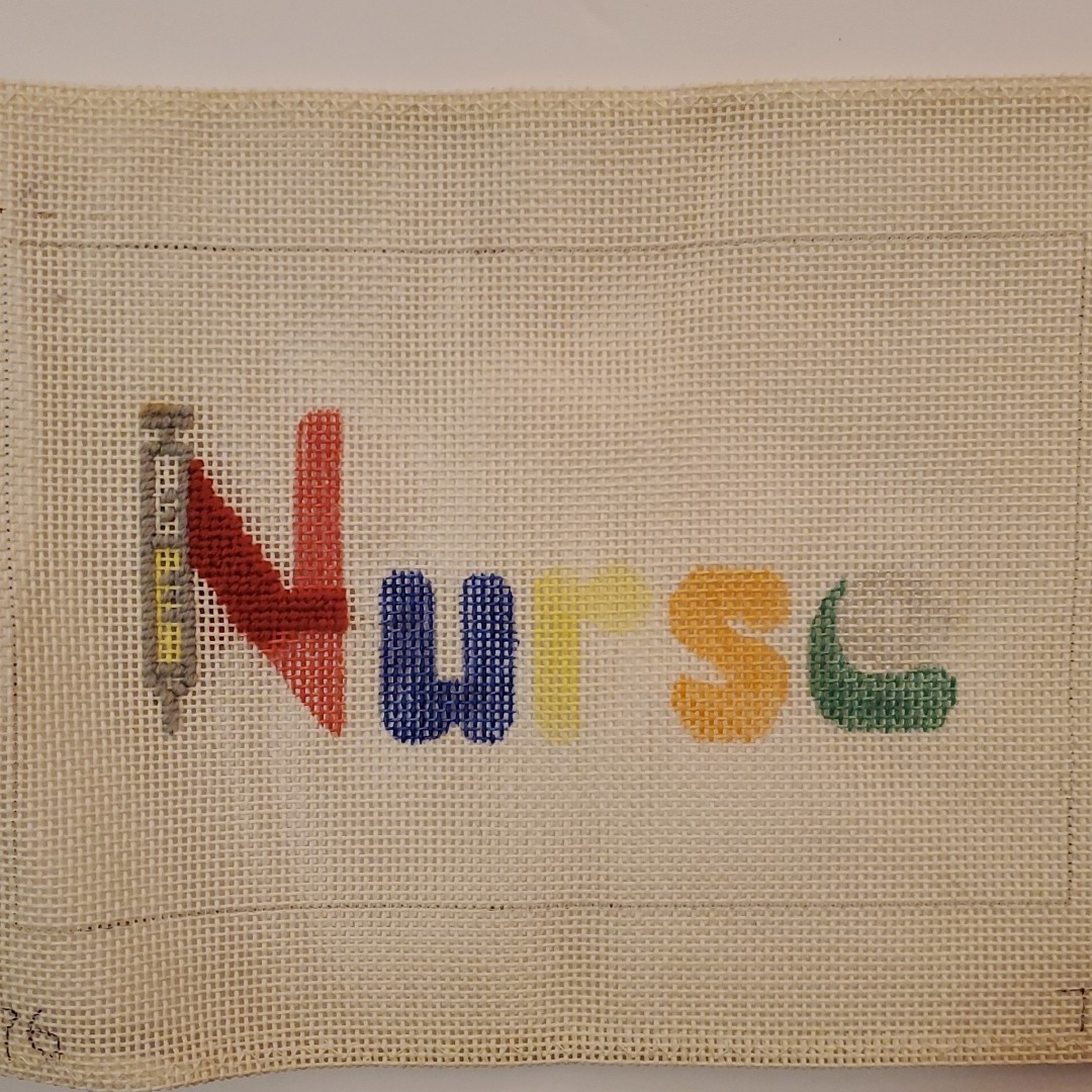 Nurse Needlepoint Canvas 18 ct 8x5 In STARTED  Hand Painted
