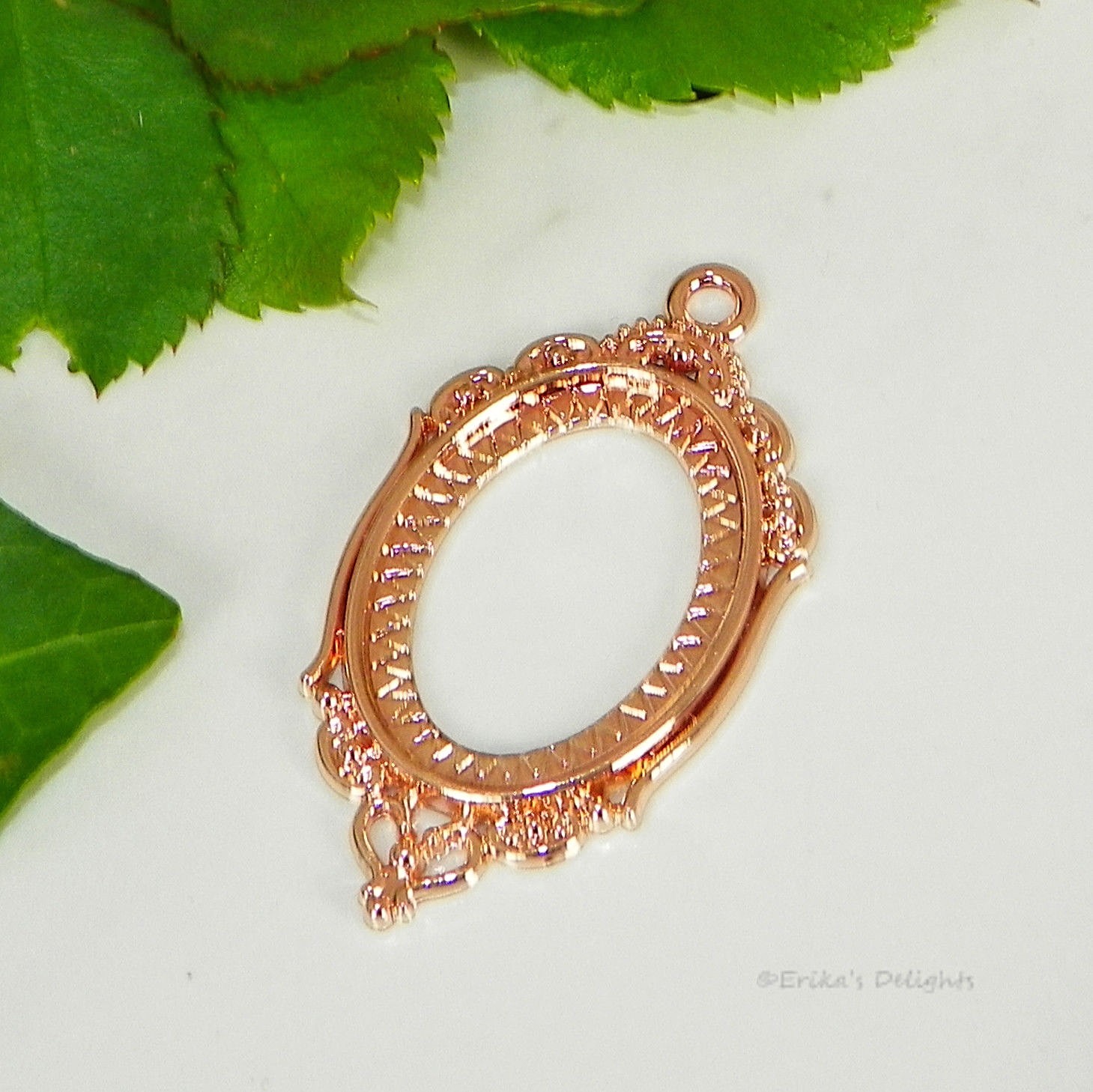 25x18 Oval Rose Gold Plated Cabochon (Cab) Drop Setting (#C1-40)