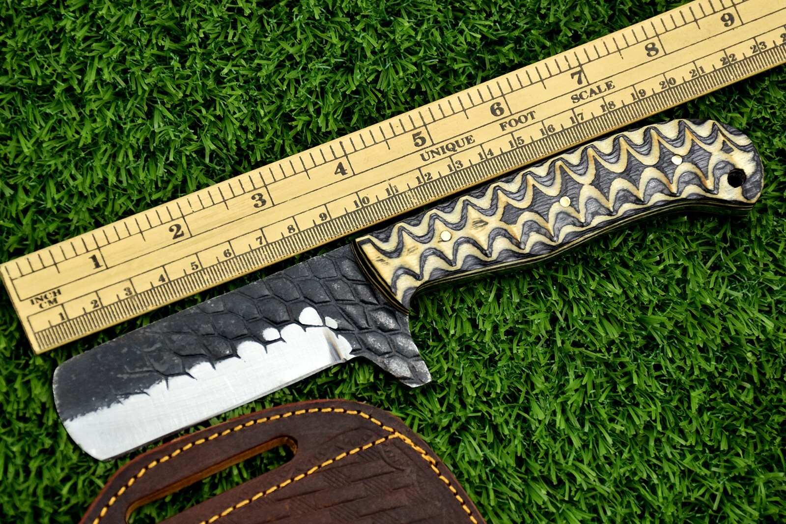 Carbon steel forged Blade Cow Boy/BullCutter knife with  Leather sheath -1391