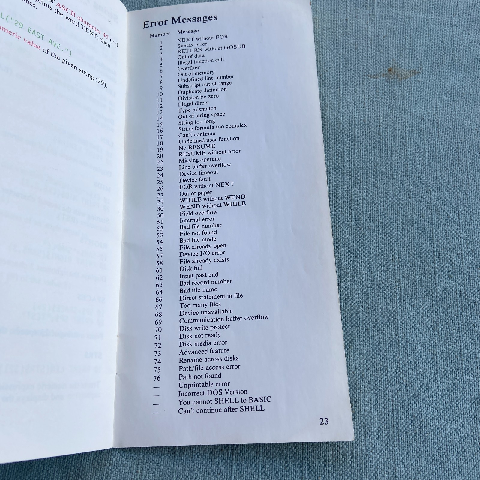 Vintage IBM BASIC Quick Reference Book Manual 1st Edition 1984 PC Hardware Libra
