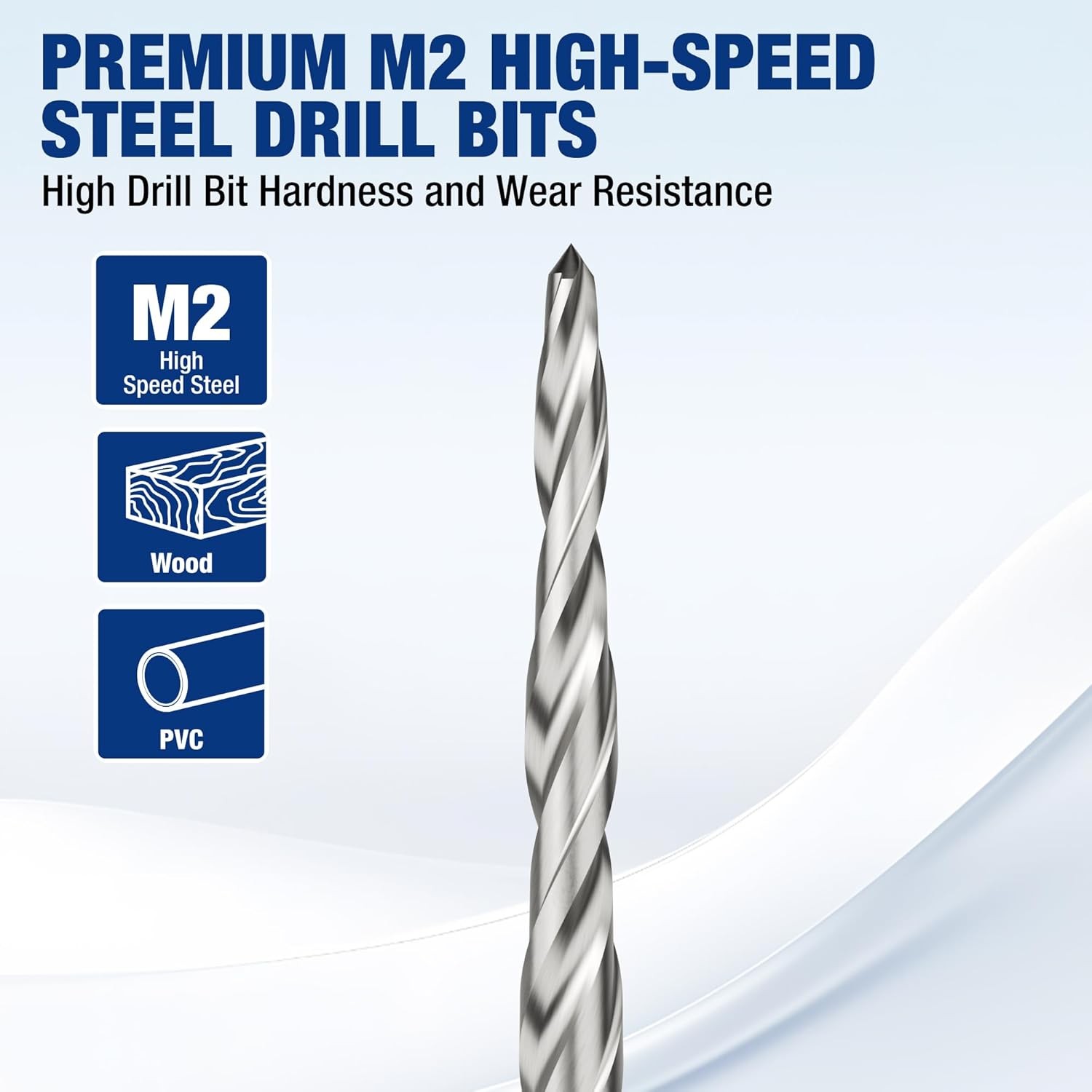 WORKPRO 5-Pack Countersink Drill Bit Set M2 HSS Adjustable with Included Hex Key
