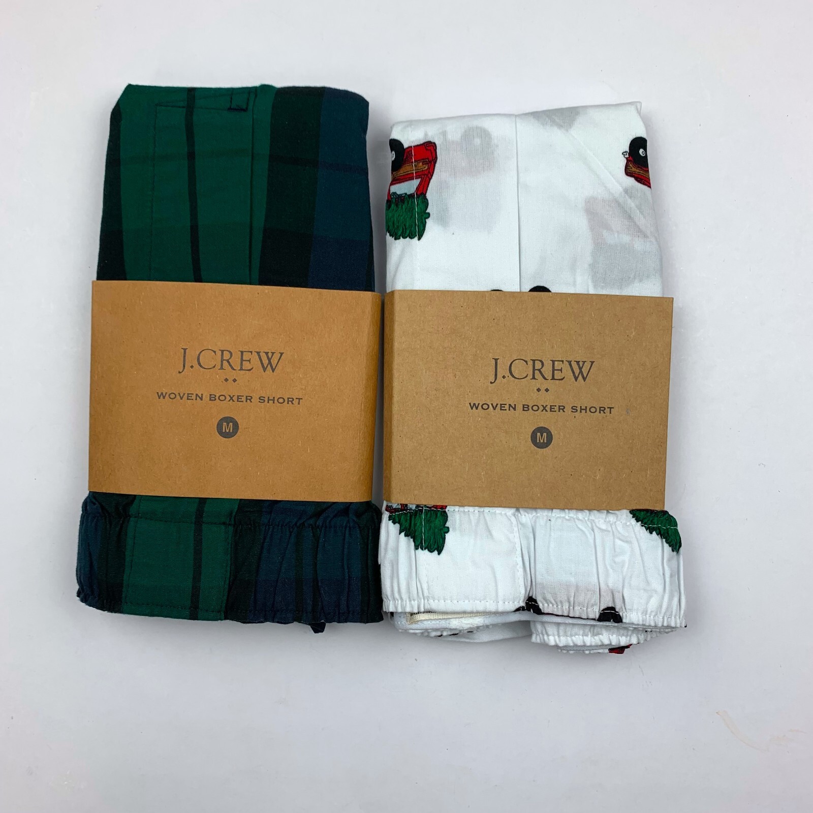 J Crew Boxers Men's Medium 2 Pair Christmas Tree Truck & Blackwatch Plaid