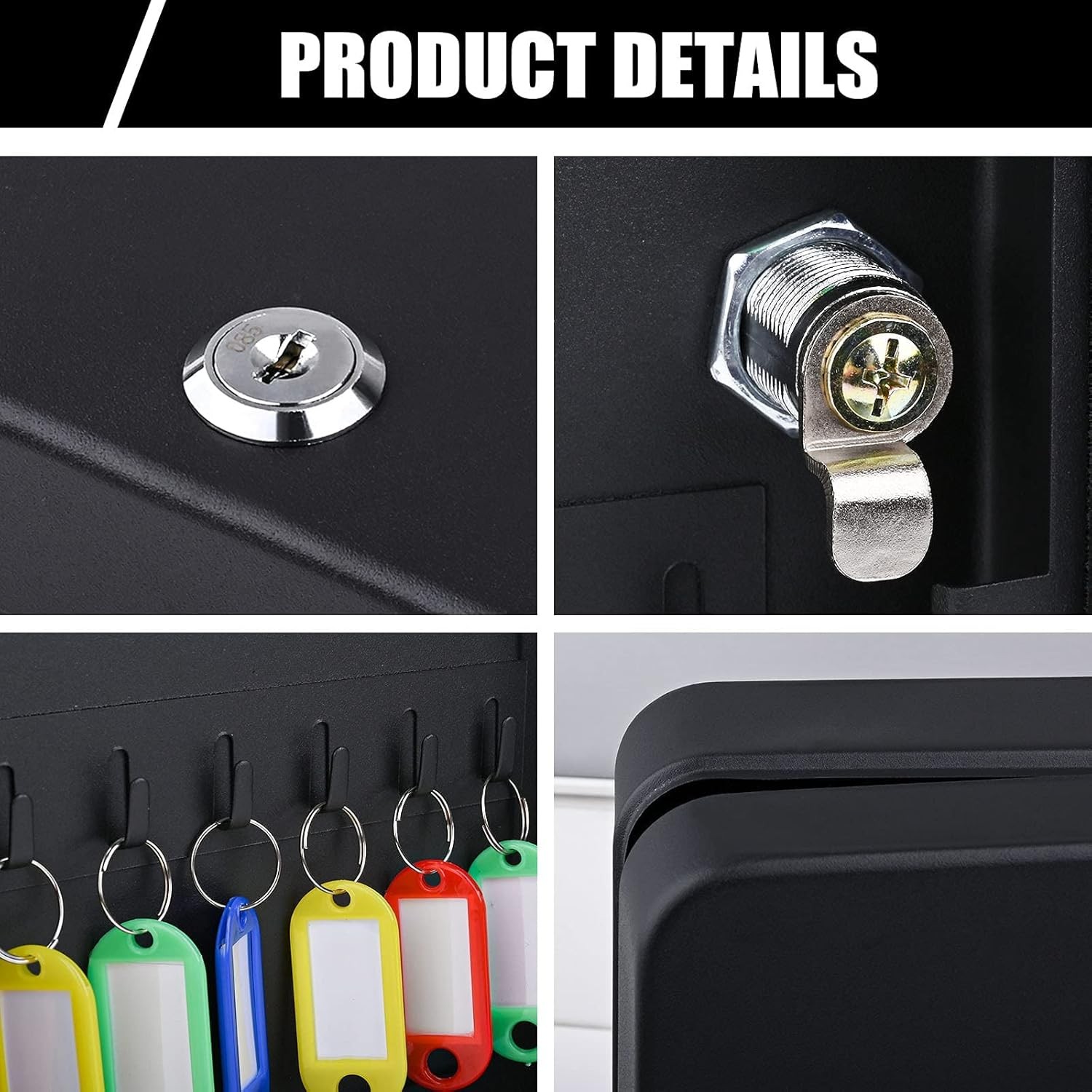 Key Lock Box Wall Mount with Combination 28 Hooks Tags