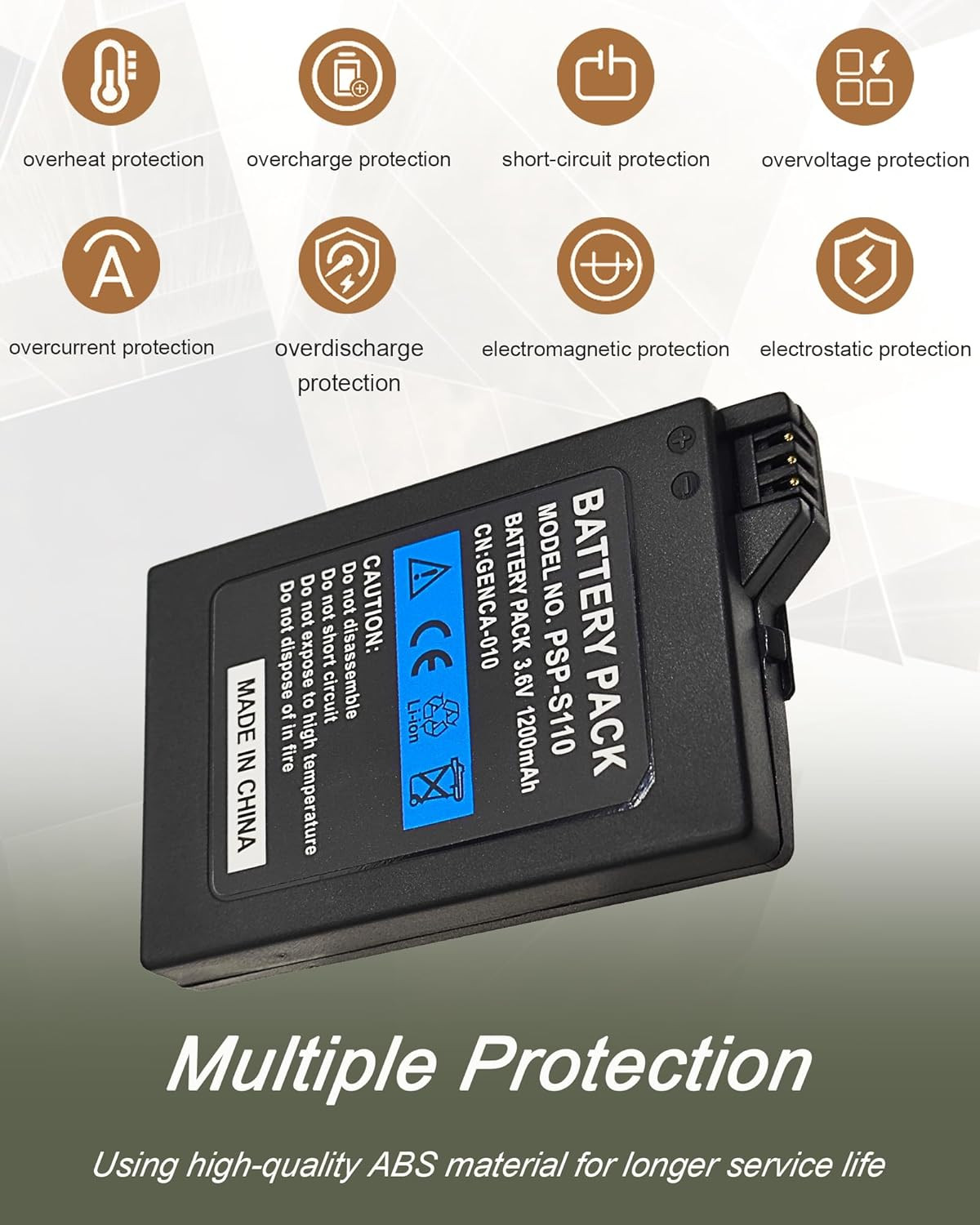 Battery for Sony PSP 3000 2000: Model PSP-S110 Portable Replacement Battery Pack