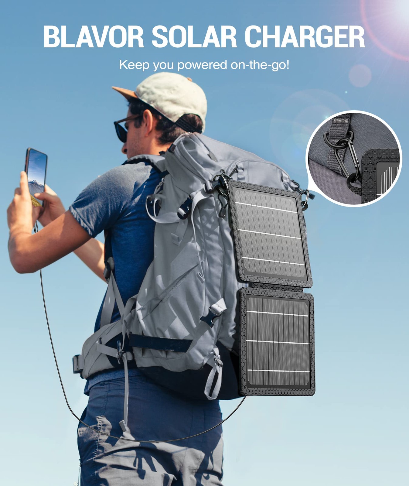 BLAVOR 10W Portable Solar Charger, Foldable Solar Panel with USB, 24% Efficiency