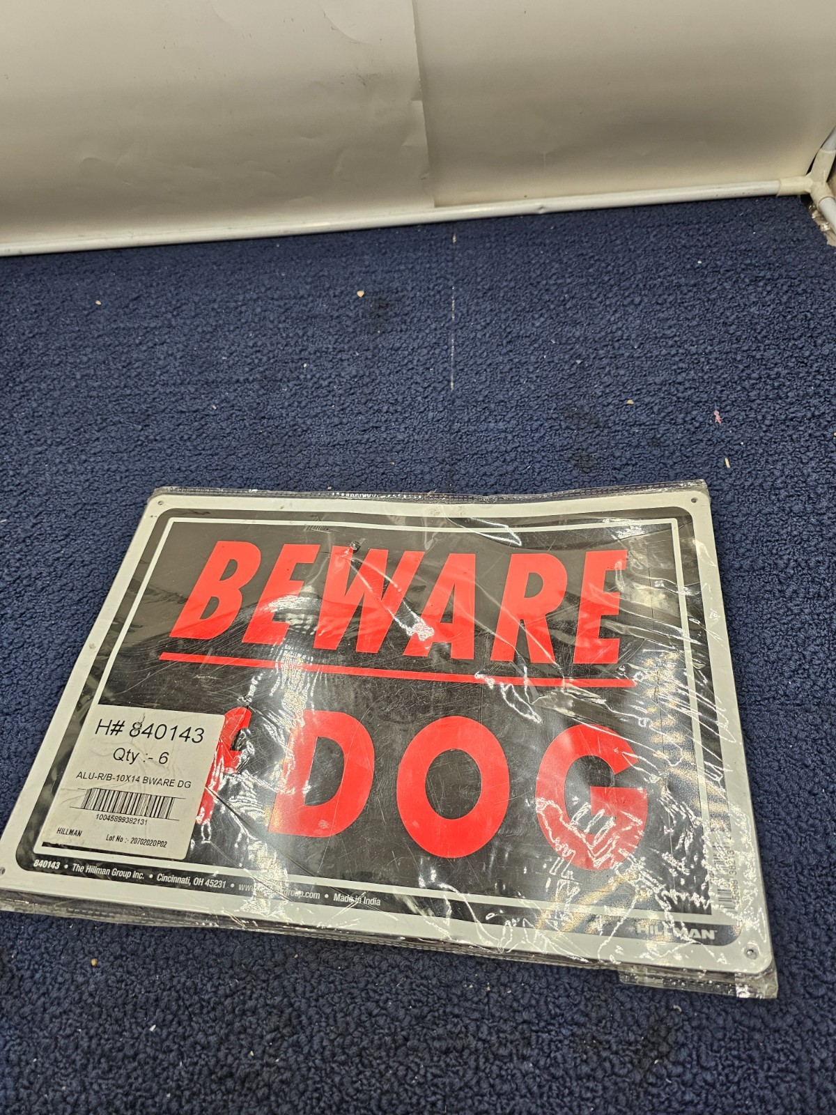 (QTY 6) Hillman 840143 Black Beware of Dog Sign 10 in. H X 14 in. W Aluminum