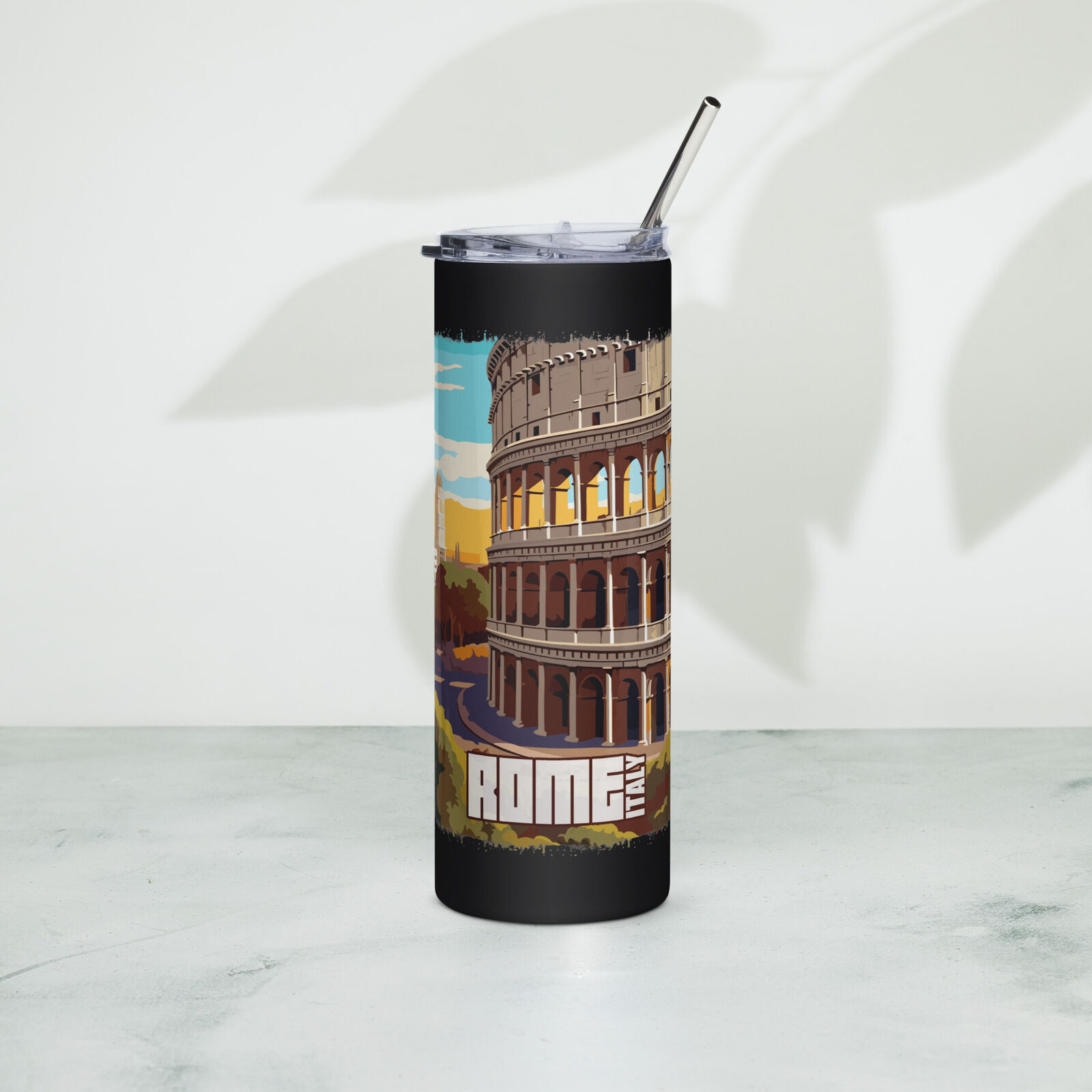 Rome Italy Gladiator Colosseum Tumbler | Skinny Tumblr (Steel)
