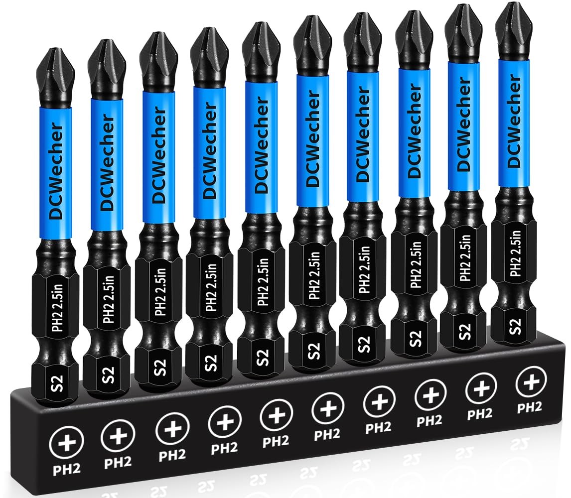 10-Pack 2 Phillips Bits for Impact Driver, 2.5-Inch Magnetic Drill Screwdriver B