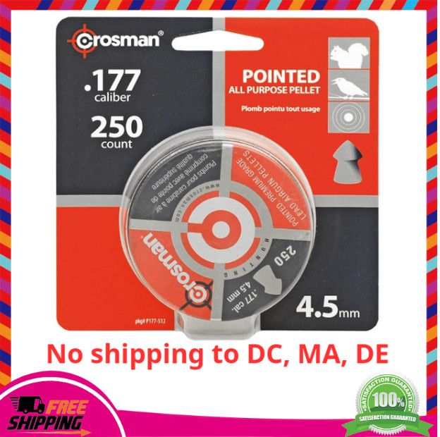 177 Caliber Pointed Pellets – 250 Count, 7.4 Grains, Ideal for Small Game