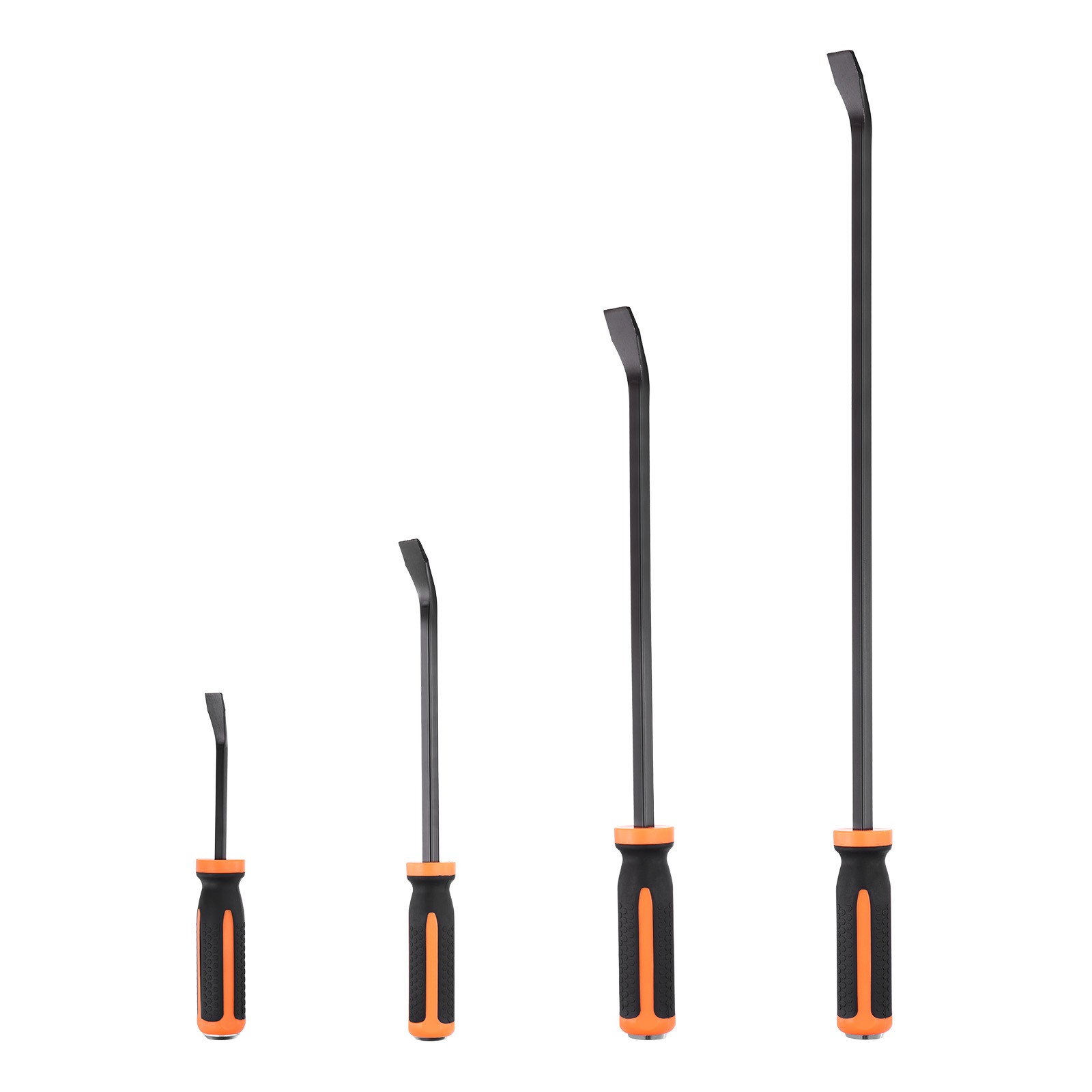 4 Pcs Pry Bar Set, 8/12/17/21 Inch Mechanic Hand Tool with Handle, Black Orange