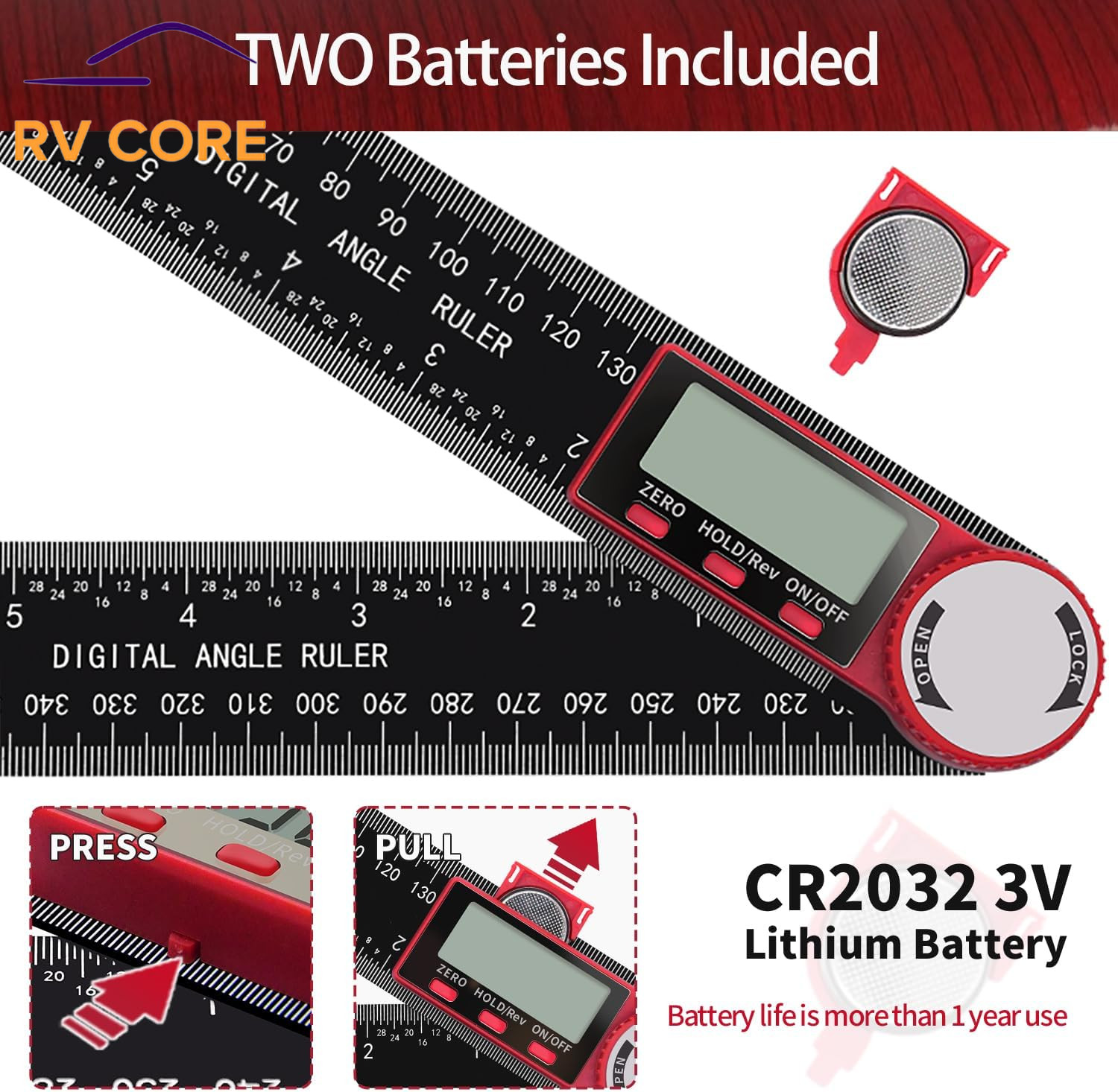 Digital Angle Finder 7" LCD Protractor Ruler 200mm Carpenter Woodworking Tool