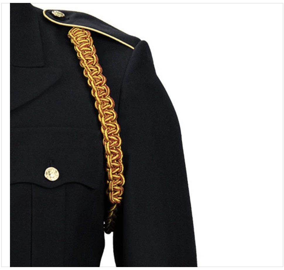 GENUINE U.S. ARMY SHOULDER CORD: ORDNANCE - CRIMSON AND YELLOW
