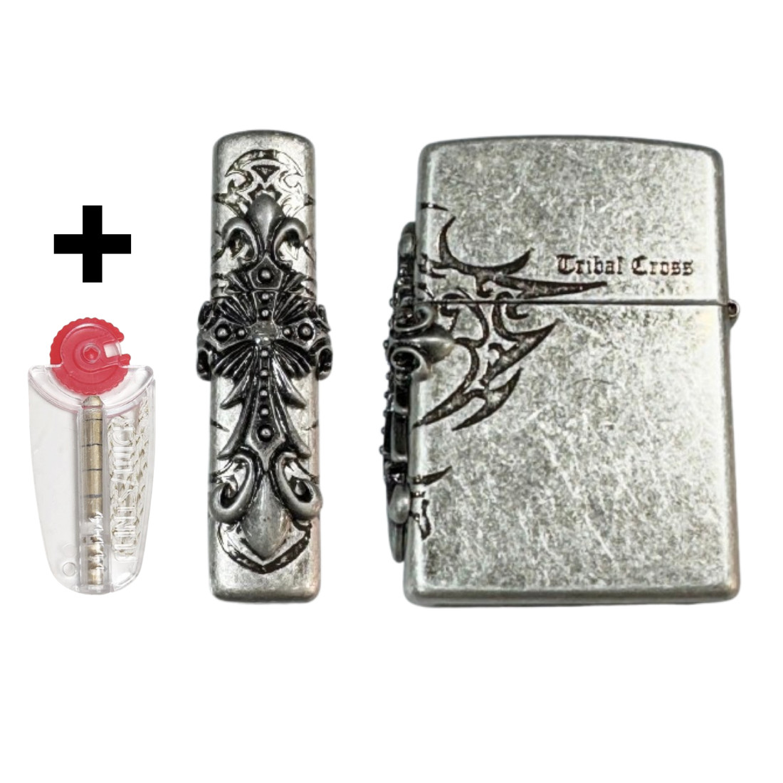 Zippo Lighter Korea Design Side Tribal Emb Silver 📌 Genuine Windproof Engraved