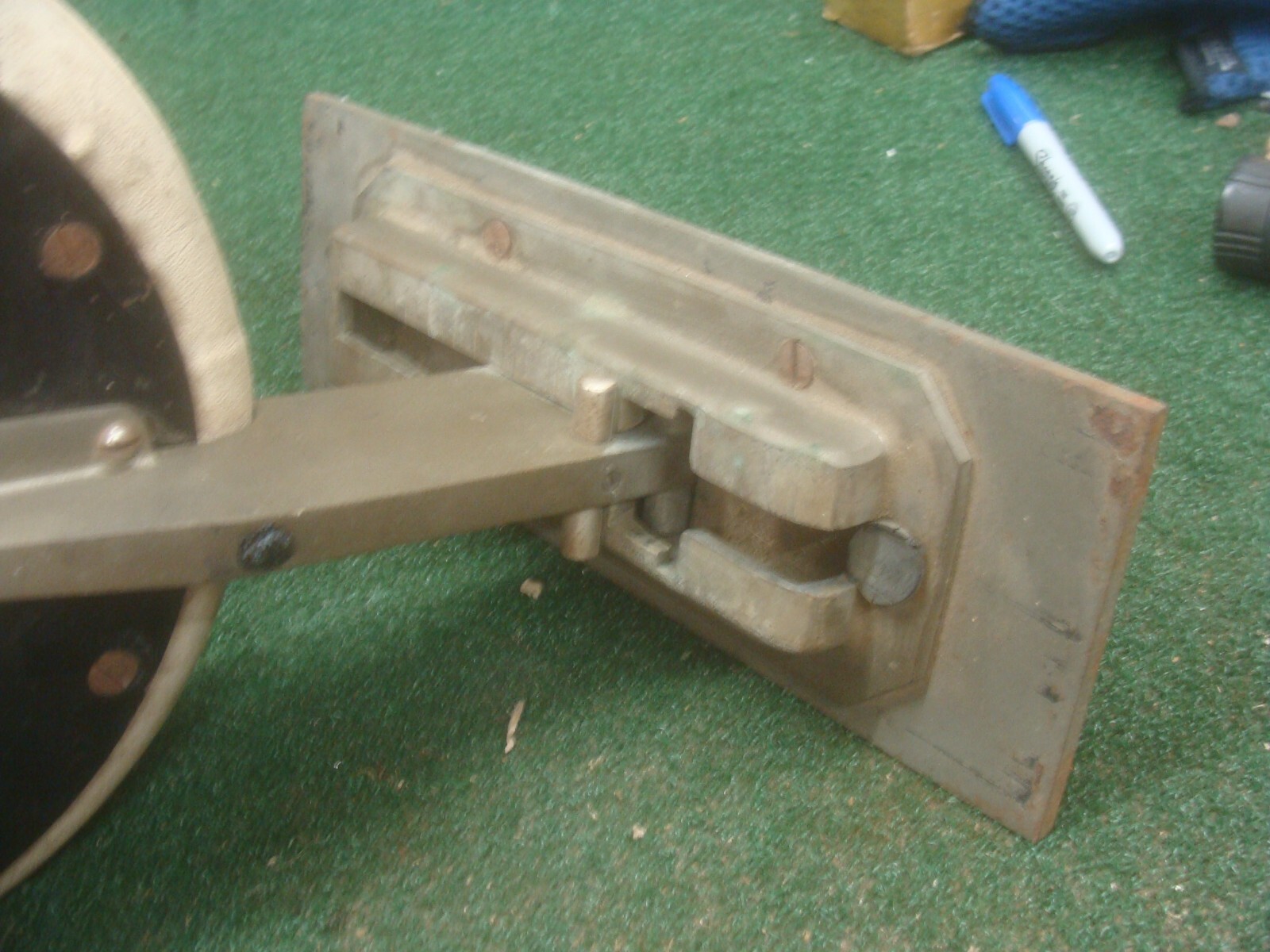 Vintage work bench adjustable seat attachment Brass Nautical Military Industrial