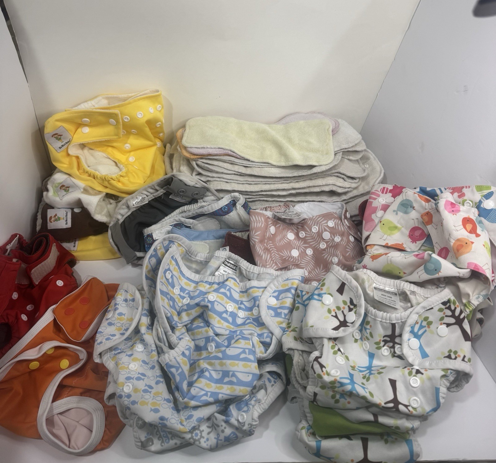 Thirsties Kawaii Happy Flute Cloth Diaper Bundle LOT 21 Shells 21 Inserts Liners