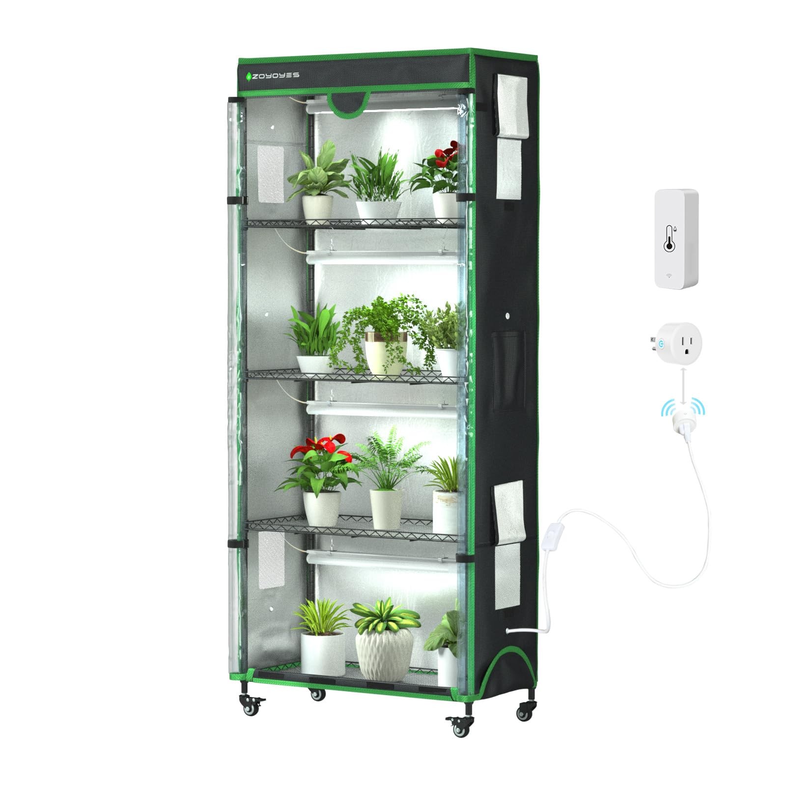 Plant Stand with Grow Light, 36" W x 18" D x 72" H, 5-Tier Indoor Greenhouse ...