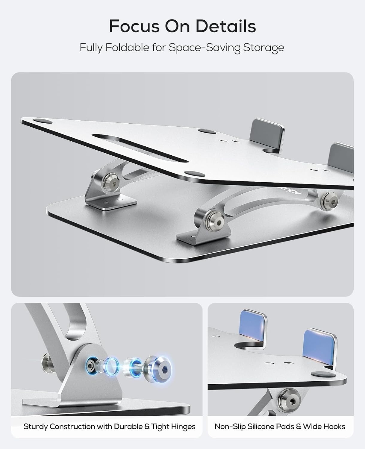Ergonomic Adjustable Laptop Stand for Desk, Dual Foldable Computer Riser with...