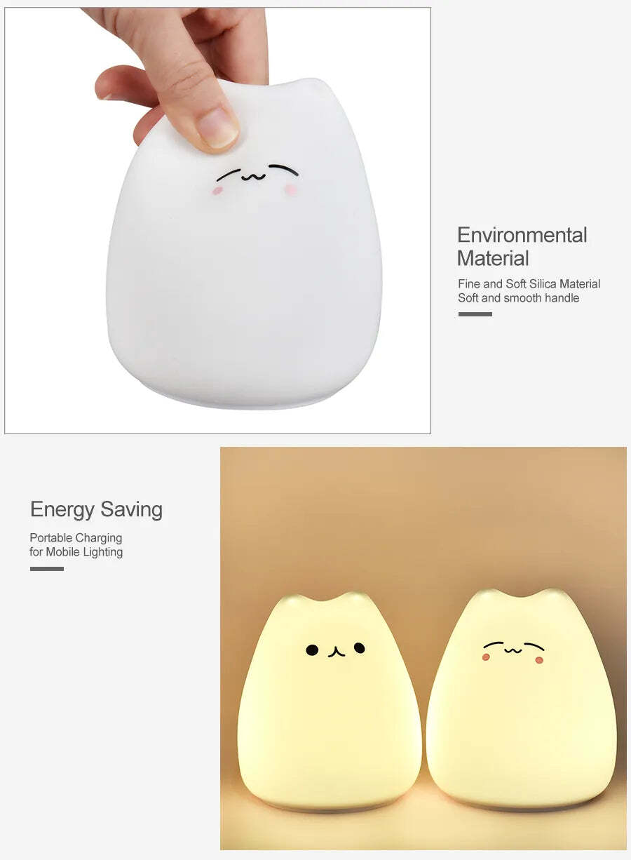 LED Silicone Kitten Night Light