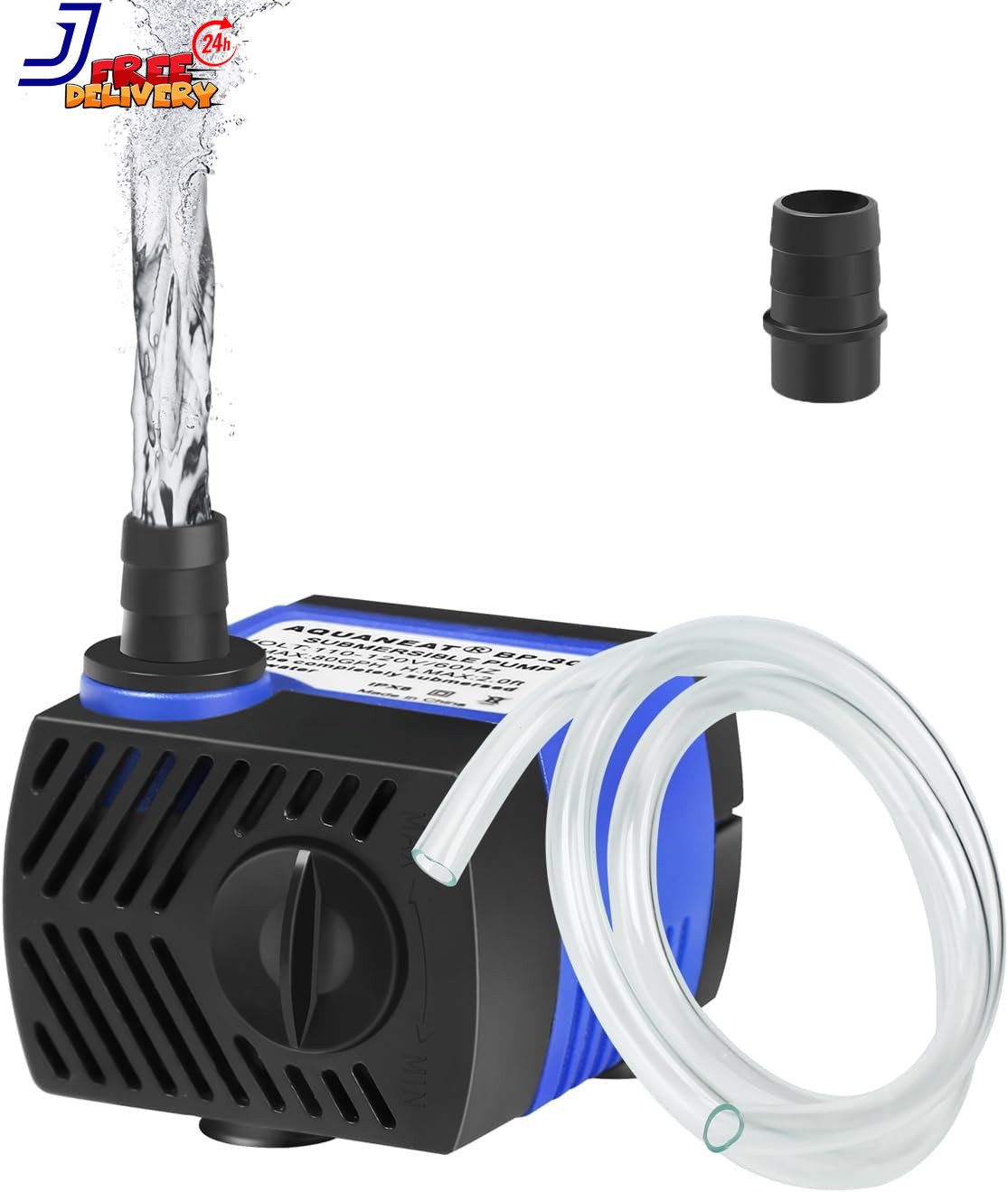 Small Fountain Pump 80 GPH Mini Submersible Water Pump with 3.3 Ft Tubing USA
