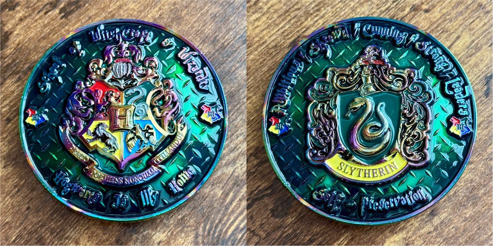 Harry Potter Hogwarts Wizarding World Slytherin Oil Drip Metal Challenge Coin