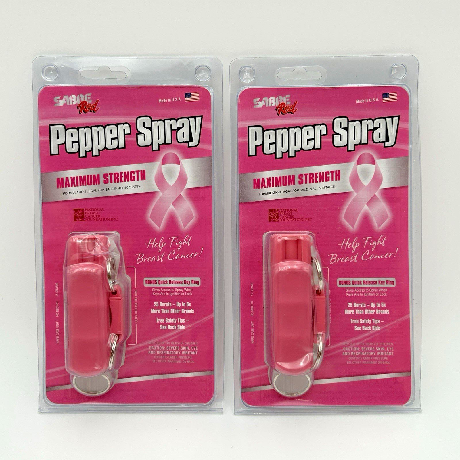 SABRE Red Pepper Spray Pink Case Lot 2 Max Strength USA Made HCNBCF01 Sealed
