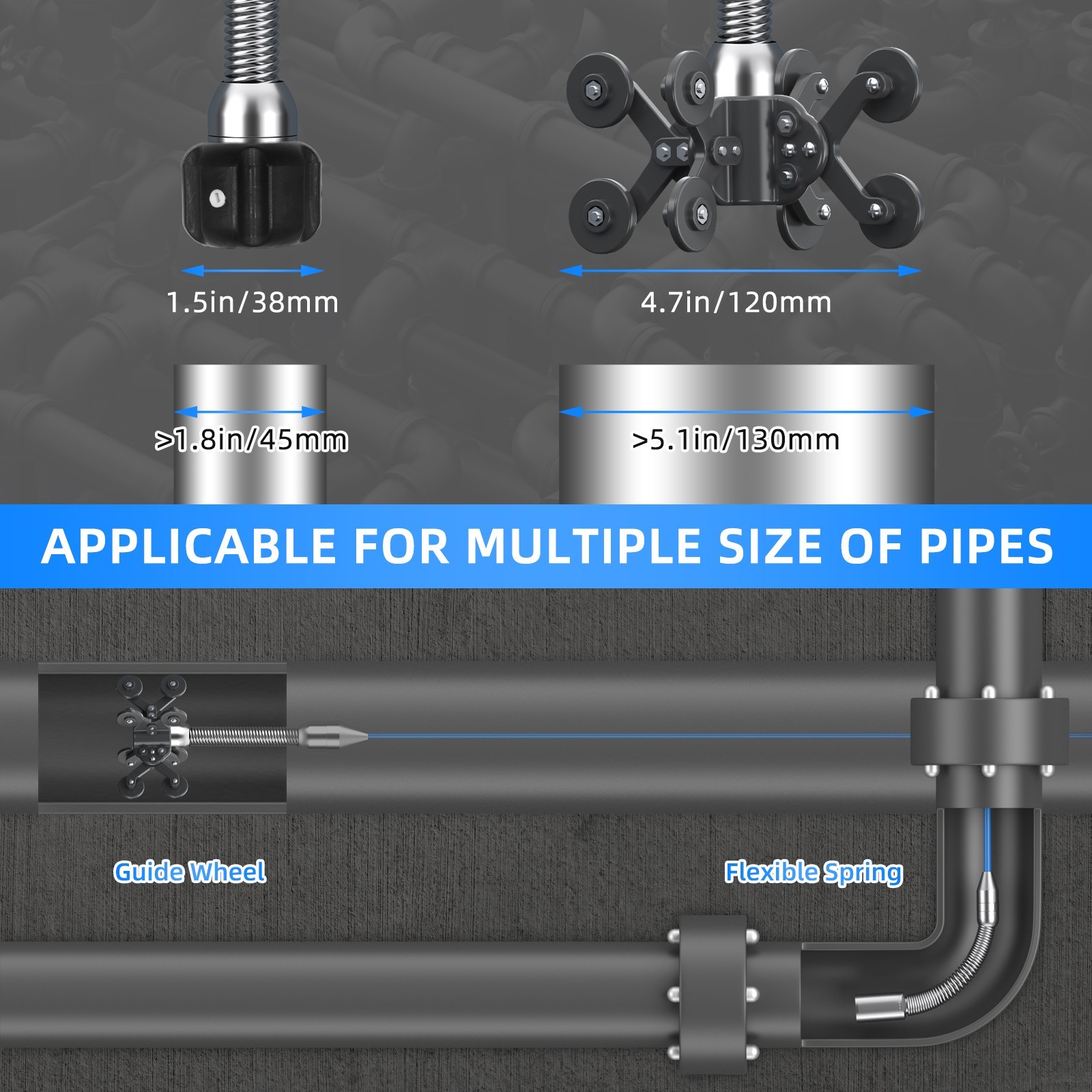 Sanyipace 9" Sewer Inspection Camera with Self-leveling and 512Hz